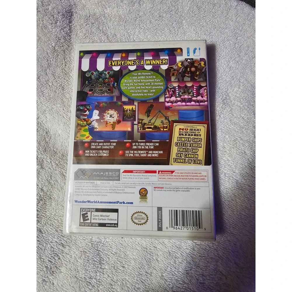 Wonder World Amusement Park‎ Wii Game 35 Thrilling Rides & Games Family